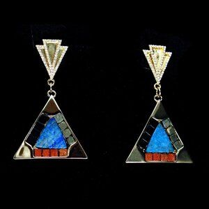 PETRA ODEON POST TRIANGLE DROP EARRINGS - JETRLP1